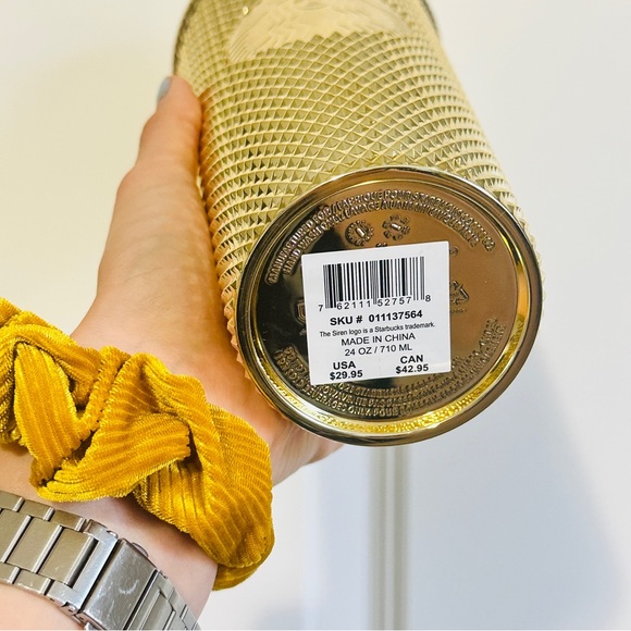 ⚜️NWT⚜️ Starbucks 2022 Winter Holiday Gold Metallic Chrome Studded Tumbler Set - Picture 3 of 7